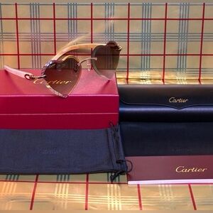 Cartier Buffalo Horn Rimless Sunglasses